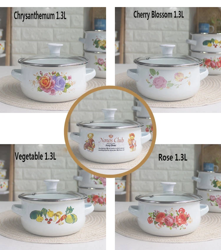 Soup Pot Enamel Pot Small Hot Pot Fresh Bowl Instant Noodle Bowl Storage Box Universal Ceramic Cooking Pot Hotpot Stock Pots