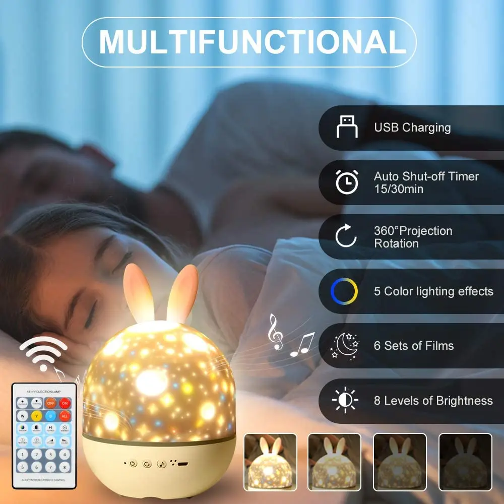 Tipos de Música Teto de Controle Adequado para o Quarto das Crianças Luz da Noite com 8 Estrela Projetor Remoto & 3 Estrela projetor luz da noite com 8