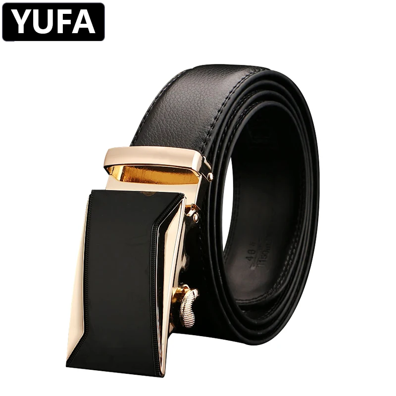 

YUFA Leather Belt Men Smooth Buckle Boys Gray Black Silver Gold Cow Genuine Leather High Quality Luxury Designer Alloy Belts