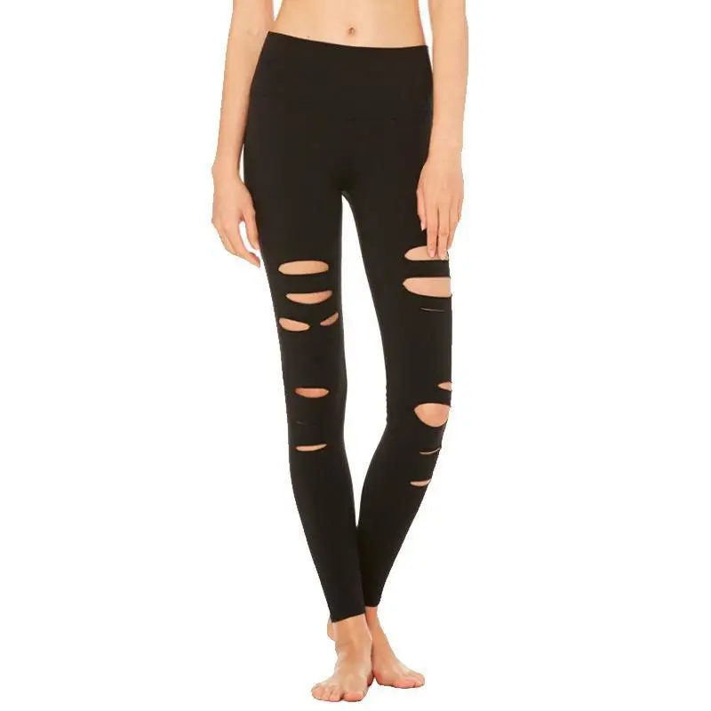 

Women Fitness Workout Leggings Holes Thin Smooth Ladies Sports Yoga Pants