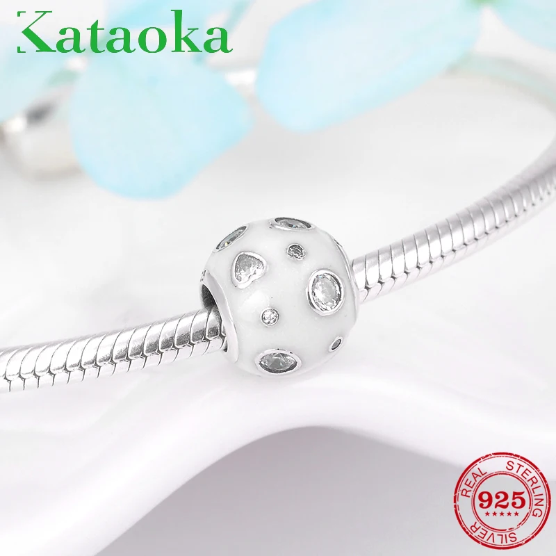 

2018 New 925 Sterling Silver fascinating white Enamel with CZ beads Fit Original European Charm Bracelet Jewelry making