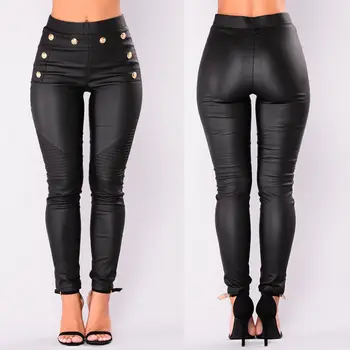 

Meihuida Women High Waist Skinny PU Leather Leggings Joggings Trousers Pants Clubwear