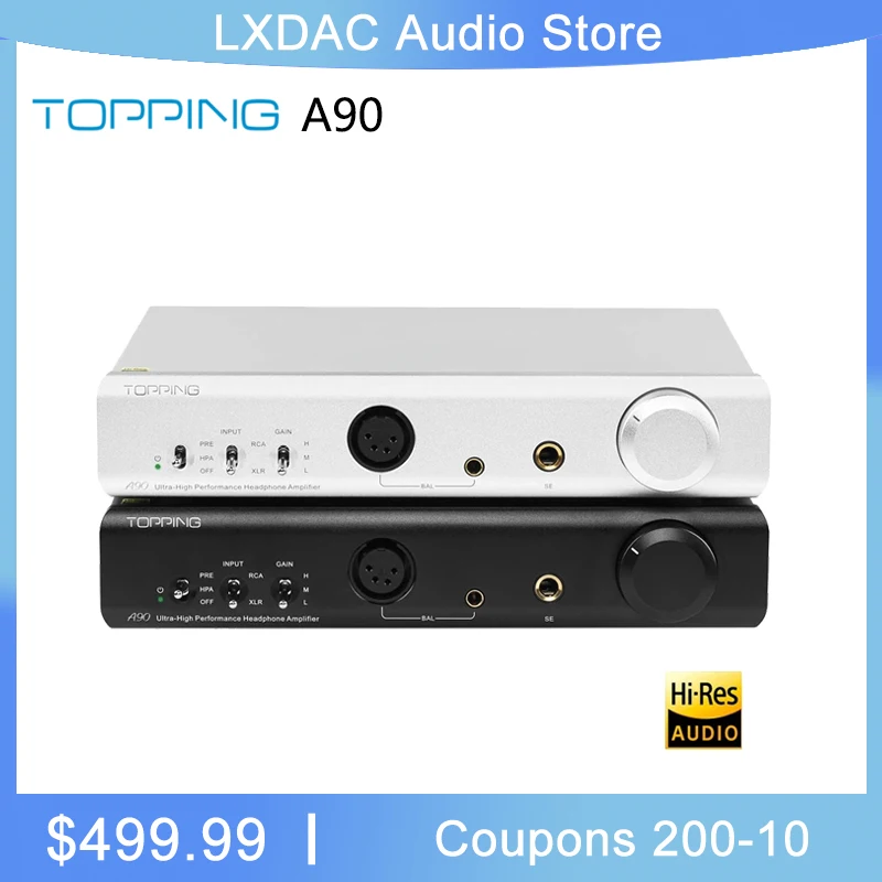Topping A90 Hi Res Digital HiFi Music Portable Headphone Amplifier Audio AMP Music AMP Combined with Topping D90 and D90 MQA