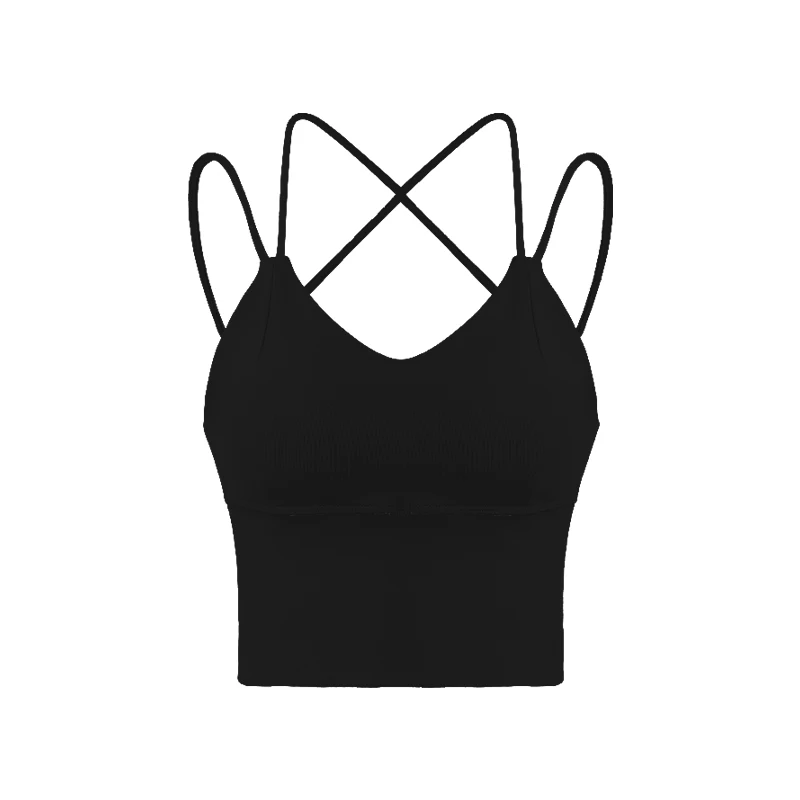 Женский бюстгальтер для фитнеса, тянущийся спортивный топ с дышащей сеткой для бега, бега, тренировок, тренажерного зала - Цвет: black