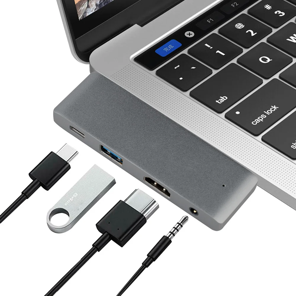 

USB C Hub HDMI Adapter with USB 3.0 3.5mm Jack Port USB Type C Dock for iPad Pro 2018 Macbook Pro/Air