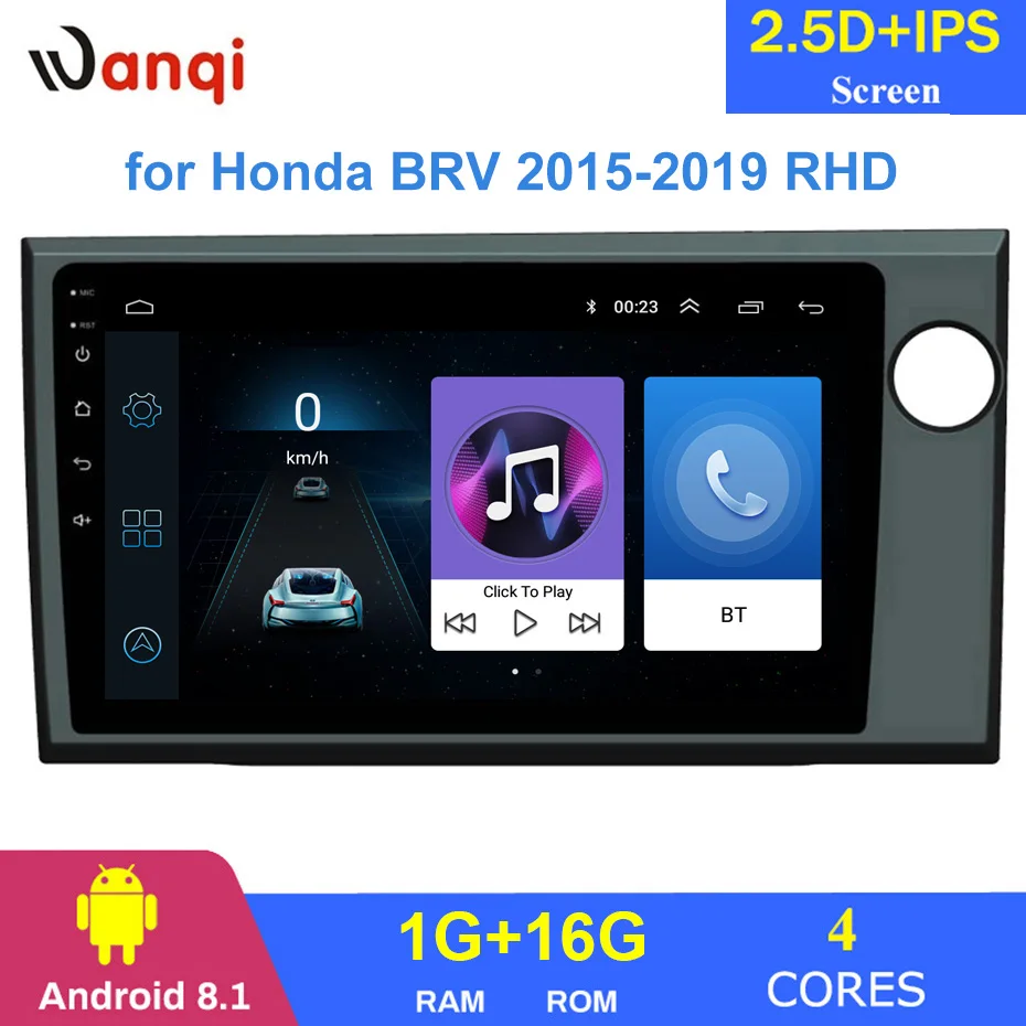 For Honda BRV- RHD Car Radio Multimedia Video Player Navigation GPS Android 8.1 Accessories SWC BT WIFI Sedan No dvd