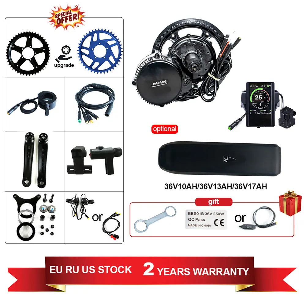36V 250W 8fun Electric Bike Mid Drive Motor Kit Bafang Bbs01b MM G340.250  36V10AH/13AH/17AH Samsung Battery|mid drive motor kits|kit bafang36v 250w -  AliExpress