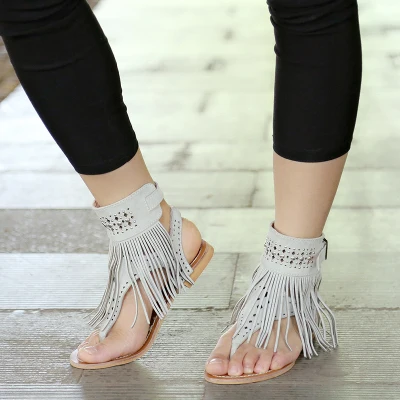 1pair New Style Women Bohemian Sandals Flat Sandals Tassels Casual Summer Shoes Sandalia Feminina Ladies Shoes