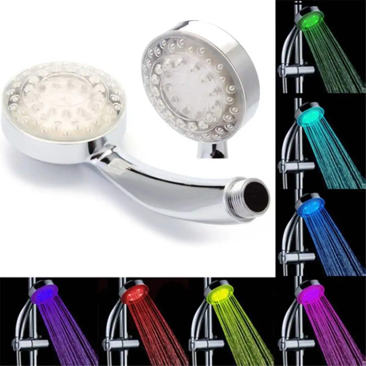 Automatic Changing 7 Led Light Shower Head Water Saving Bathroom