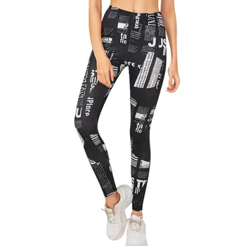 

High Waist Yoga Pants Women's Fitness Sport Leggings Printing Elastic Gym Workout Tights Running Trousers Plus Size #35