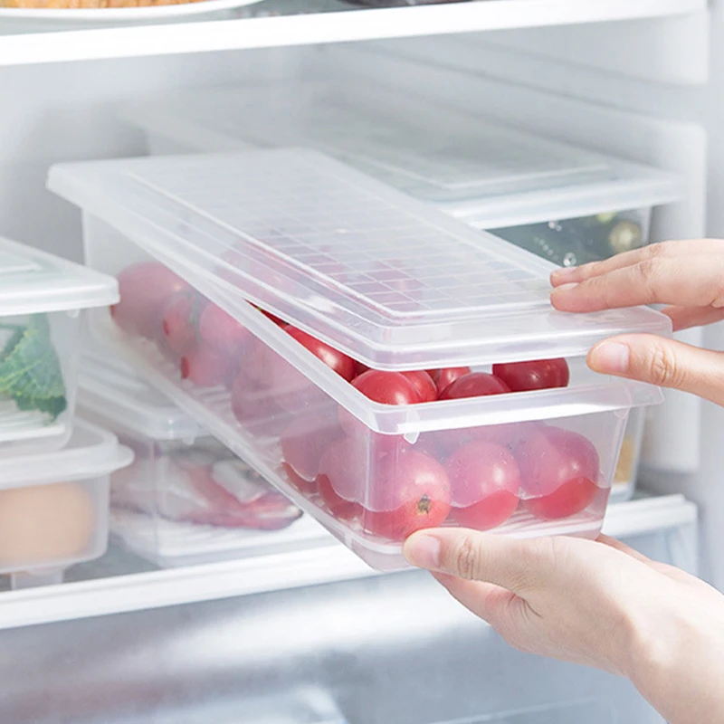 

Refrigerator Organizer Storage Box Food Container with Lids Plastic Fresh Keeping Storage Rack Kitchen Gadget
