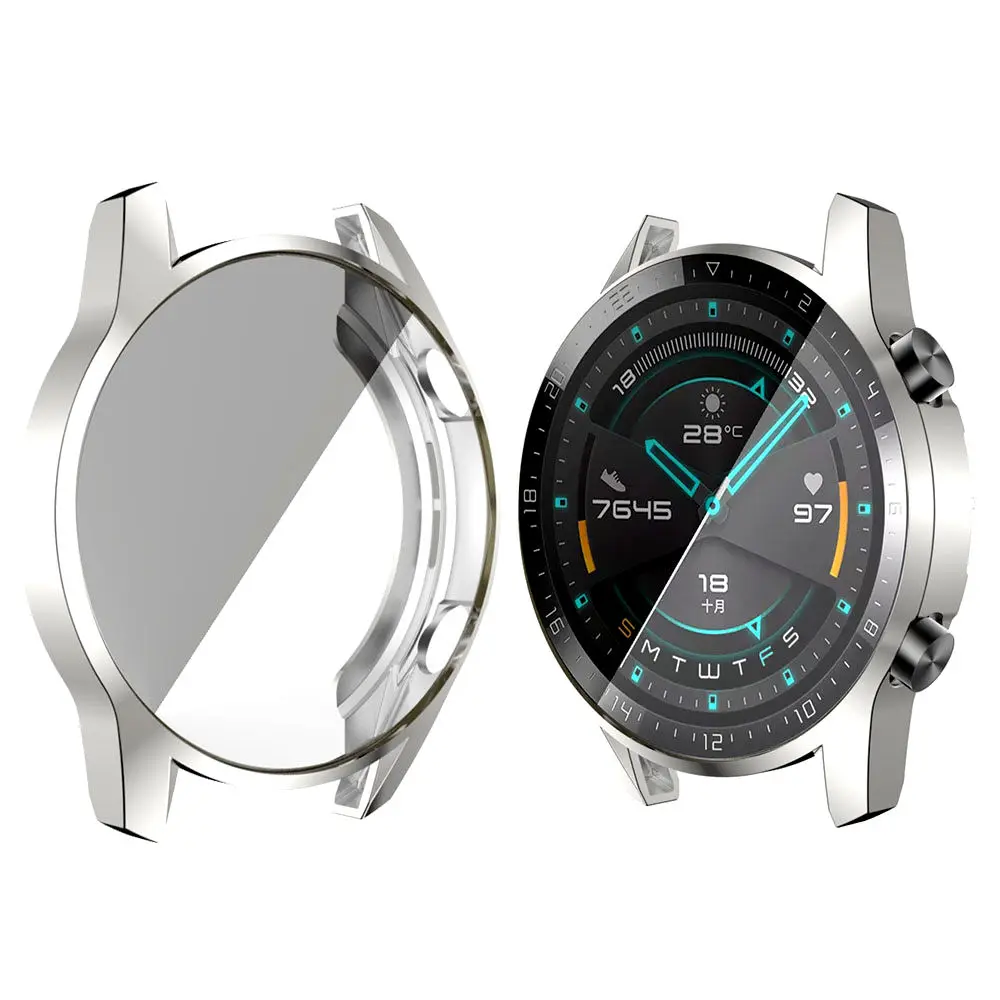 silver Huawei watch GT чехол для huawei watch gt ремешок чехол Мягкий ТПУ покрытие все вокруг Защитный чехол оболочка умные часы аксессуары M25 - Цвет ремешка: silver
