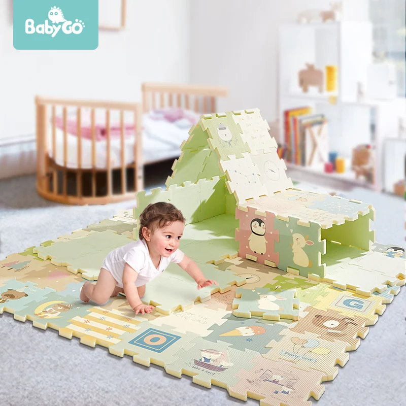 Детский игровой коврик пазл BabyGo водонепроницаемая пена утолщенный для ползания