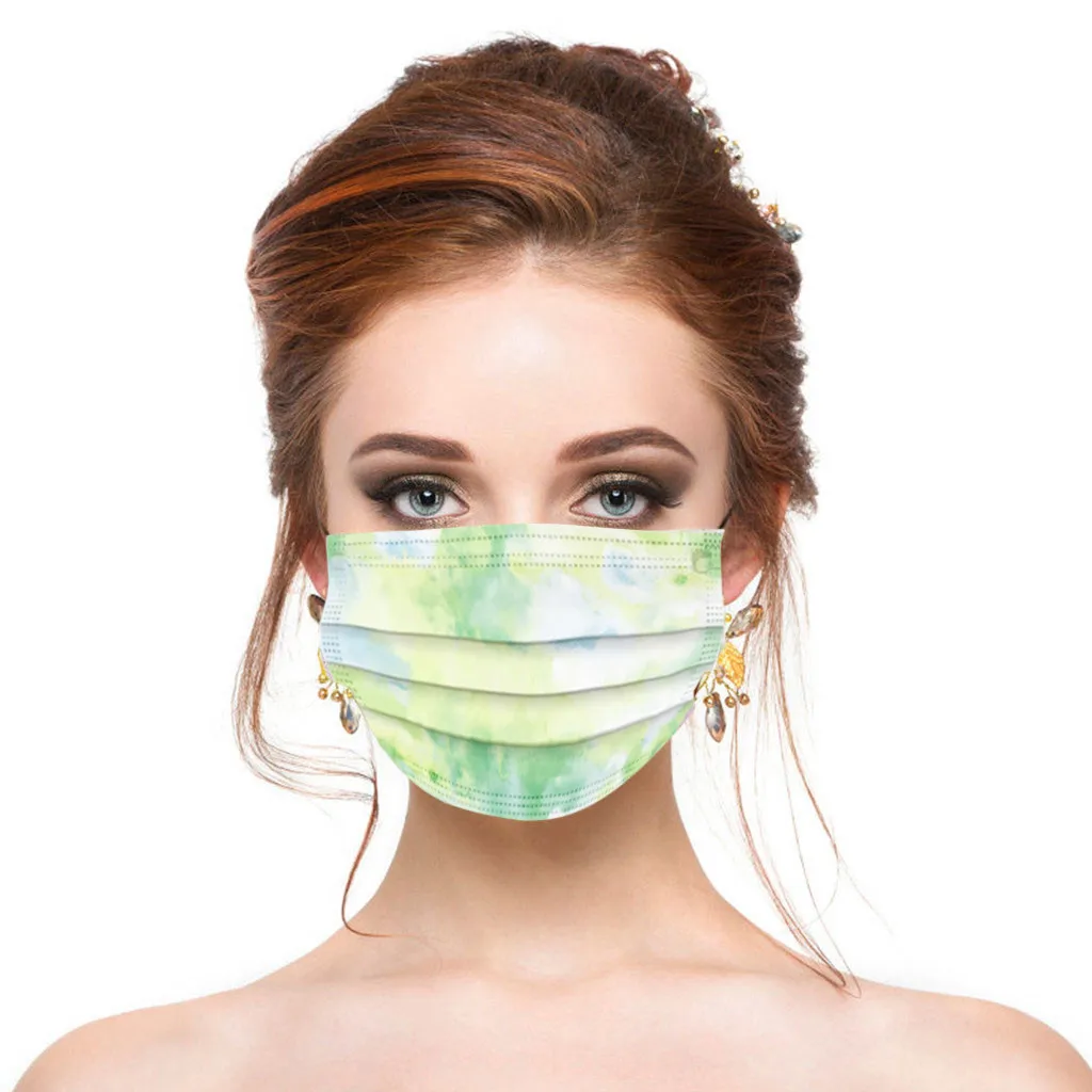 halloween costumes 10pc Tie-dyed Print Protection Mouth Masks For Women Disposable Face Mask 3 Layers Halloween Cosplay Mask Mascarillas Masque christmas costumes