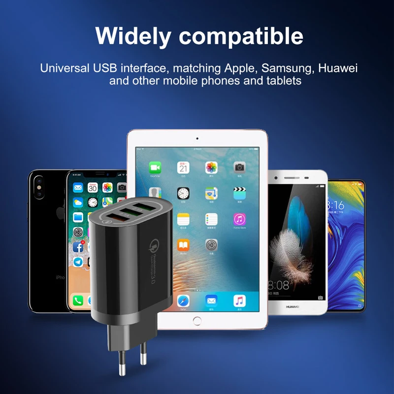 OneVan быстрое зарядное устройство QC3.0 зарядное устройство для мобильного телефона USB адаптер Универсальный 3 порта USB 2.4A EU/US зарядное устройство для зарядки iPhone Xiaomi