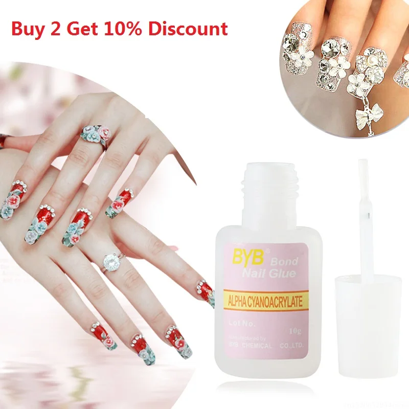 Купи 2 Получи 10% 10 г клей для ногтей с кисточкой накладных Клей акриловых
