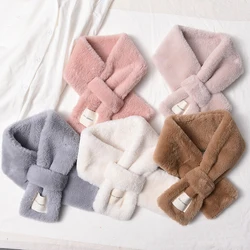 Women's All-match Warm Scarf Imitation Fur Skin-friendly Solid Color Simple Winter Shawl Plush Scarves Small Fresh Cross Scarf