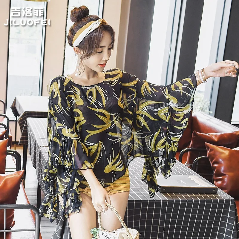 

Ji Loepfe 2019 New Style Small Bust Gathering Three-piece Set Korean Goods Hot Springs Split Type Slimming Swimming Suit