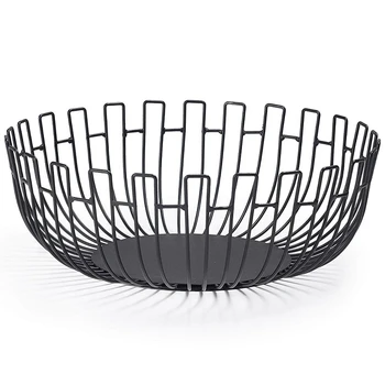 

Ins Nordic Creative Wrought Iron Black Wire Fruit Basket for Kitchen Counter Storage, Modern Home Decoration