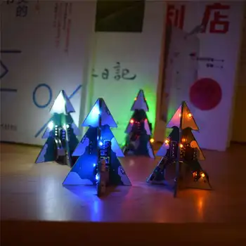 

3D Mini SMD PCB Stereo Christmas Tree DIY Kit Music for Holiday Decoration Jingle Bells Night Lamp Desk Light Childern Gift