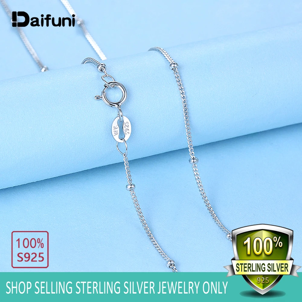 45cm Thin Slim Real 925 Sterling Silver Chains Necklace With 2MM Beads