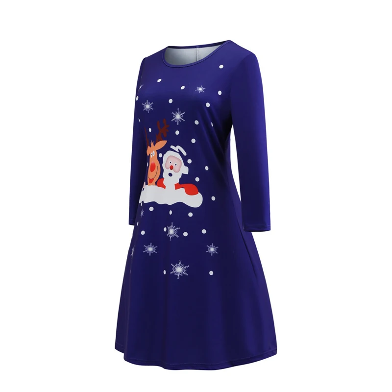OTEN/ зимнее рождественское женское платье с длинными рукавами и круглым вырезом, мини-платье трапециевидной формы, винтажный осенний свободный праздничный костюм, Femme, повседневный