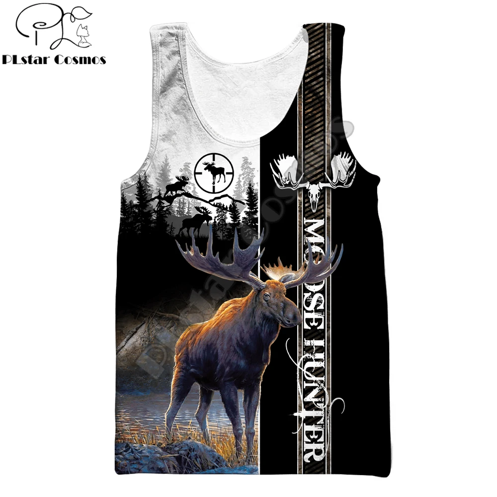 

Beautiful Animal Moose Hunting 3D Printed Men vest Summer Harajuku Sleeveless T-shirt Unisex Casual Polyester tank tops BX-034