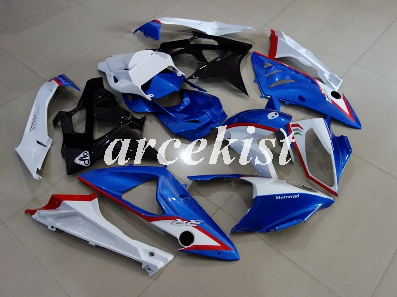 ABS литьевой формы мотоцикла полный обтекатель комплект подходит для S1000RR 2009- 09-14 обтекатель кузова набор на заказ синий белый