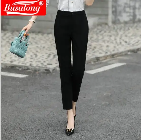 Женские облегающие брюки до щиколотки однотонные черные или серые элегантные