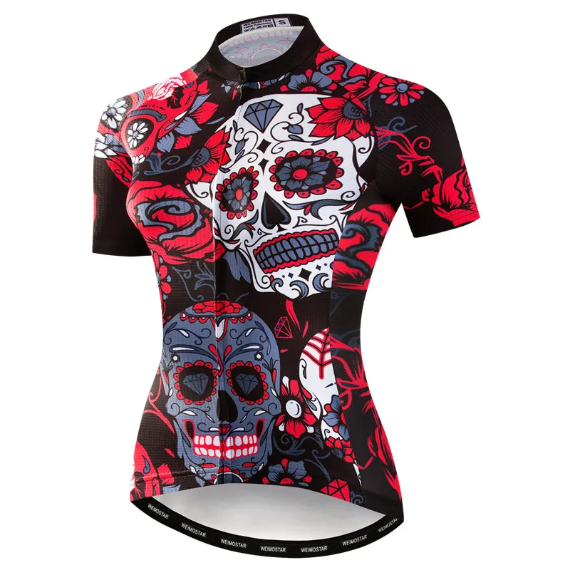 Camiseta de ciclismo profesional Weimostar para mujer, ropa de ciclismo con calaveras, camiseta de verano para bicicleta de montaña, camiseta deportiva para carreras, ropa de ciclismo de secado rápido