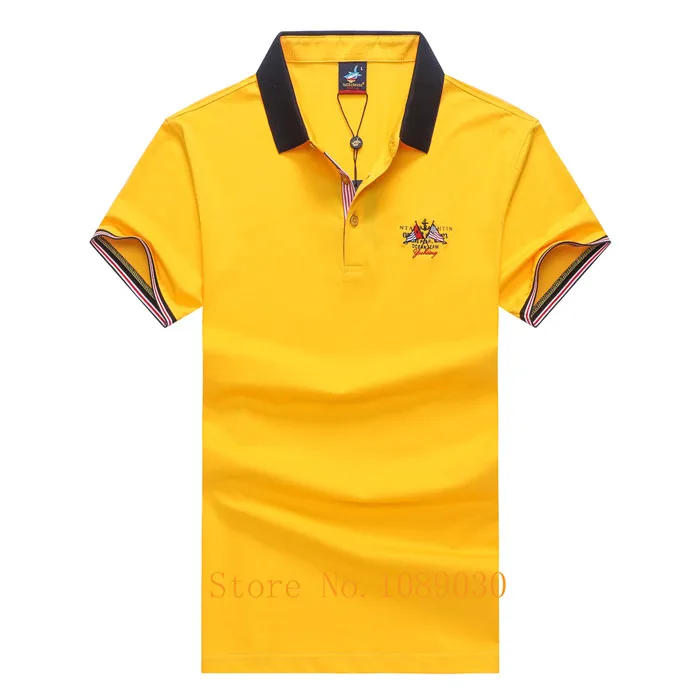 5950-YELLOW Новая брендовая мужская рубашка поло Tace& Shark, летняя повседневная полосатая хлопковая рубашка поло, однотонная официальная деловая рубашка поло camisa - Цвет: 5950-YELLOW