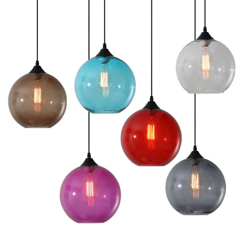 Nordic Restaurant Small Bowl Glass Pendant Light Modern Simple Bar Coffee Shop Creative Lighting Kitchen Hanging Lamp | Лампы и