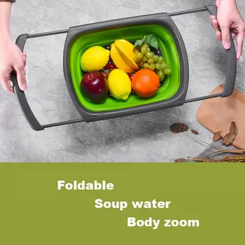 

New Silicone Collapsible Over The Sink Retractable Colander With Handle Kitchen Folding Strainer Bowls Drain water filter basket