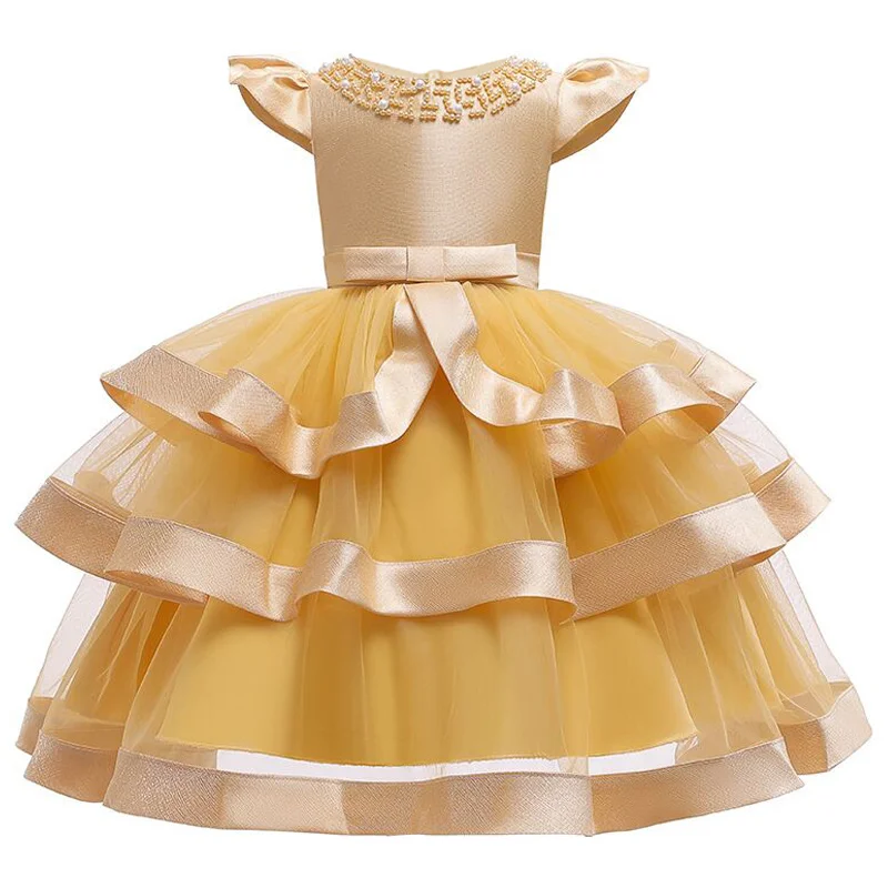 Малышка нарядное платье для девочки;карнавальные костюмы для девочек;новогодний костюм для девочки; год Вышитое пышное платье принцессы вечернее праздничное платья для девочек;Детская одежда 1,2,3,4,5,лет - Цвет: Yellow