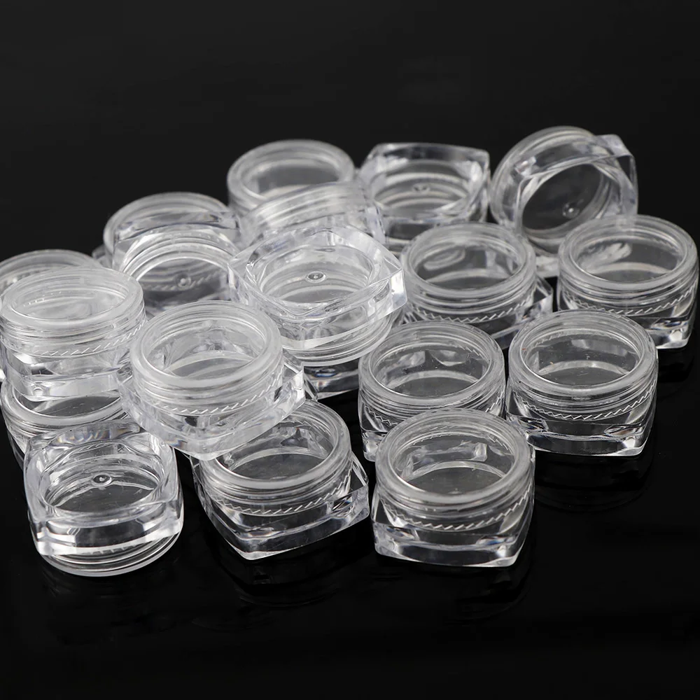 

12Pcs/set Transparent Plastic Jewelry Bead Storage Box Small Square Bottom Round Container Jars Make Up Organizer Storage Boxes