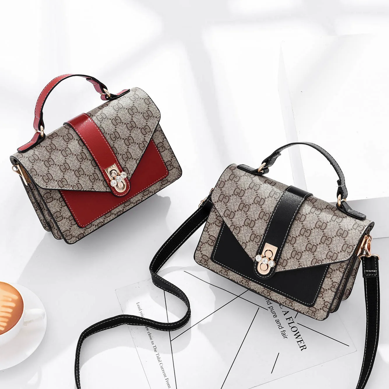 

Square Sling Bag 2020 New Style Retro Fashion Pattern Cloth Lock Versatile Simple Hand Crossbody Bag