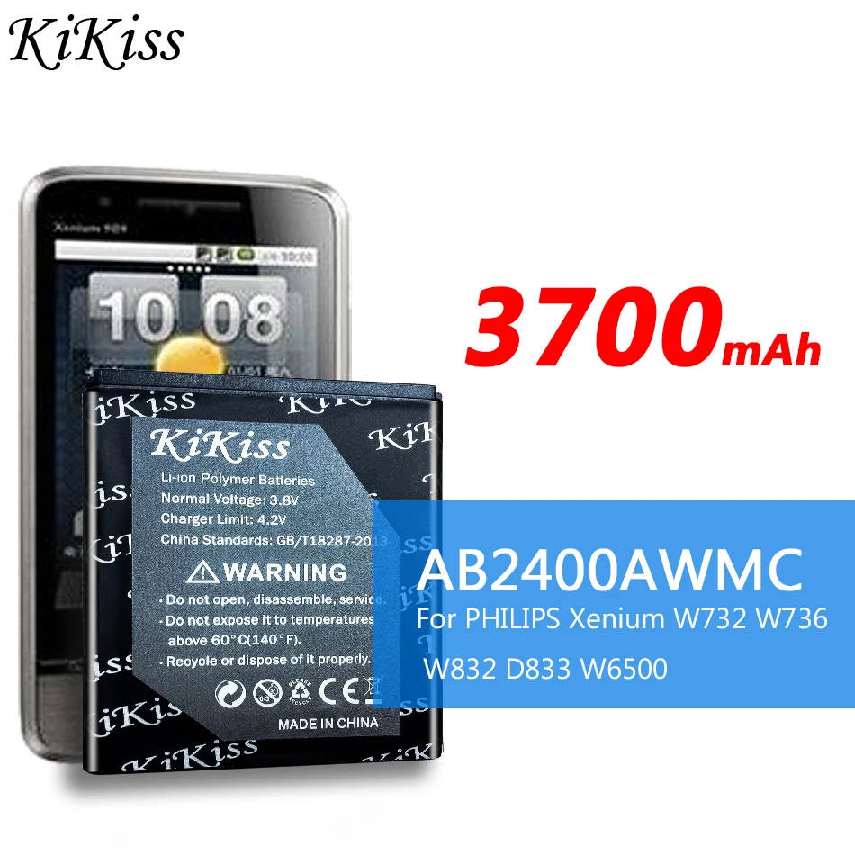 3700 мА/ч большая Мощность телефон Батарея для мобильного телефона Philips XENIUM W6500 W732