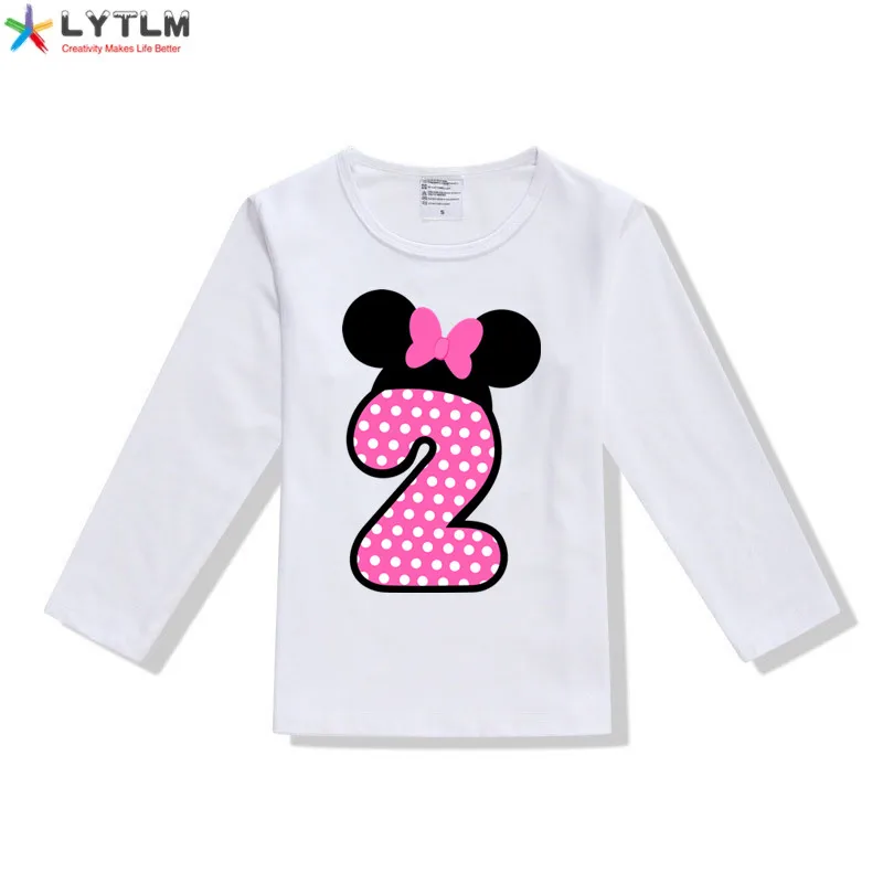 LYTLM рубашки для маленьких девочек топы для девочек 5-9 лет, футболка с длинными рукавами и рисунком детская одежда с дизайном «Микки», Детская футболка Anniversaire Enfant - Цвет: CX White