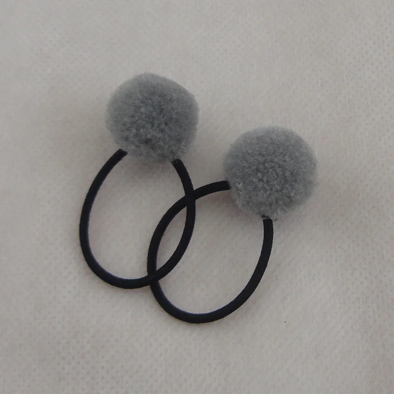Gray ball hair bands 10 шт. 2,0 см Кашемир мех шарик-помпон эластичные резинки для волос для детей Детские конский хвост держатели для волос веревки с бархатным шариком - Цвет: Gray ball hair bands
