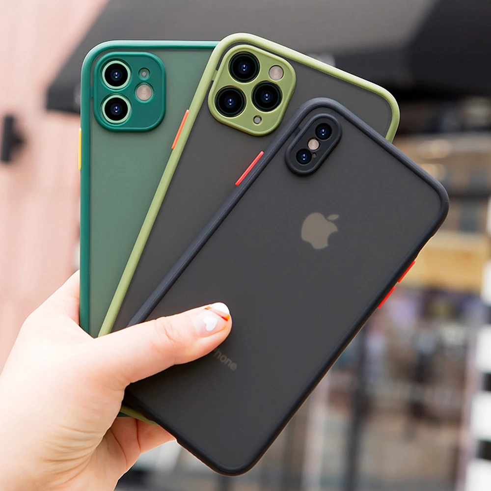 Роскошный противоударный чехол для iPhone 11 Pro Max Защита камеры матовый X xs max xr 8 7 6 6s