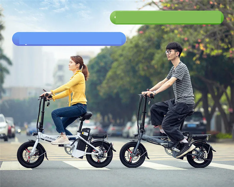 Excellent Adult Electric Bicycle 48V 400W Two Wheels Electric Bicycle 14 Inch Range 120KM Male Female Mini Folding E Bike Scooter 27