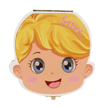 

English/Spanish/French Language Wood Baby Girl Tooth Organizer Boxes Save Deciduous Wooden Keepsake Teeth Storage