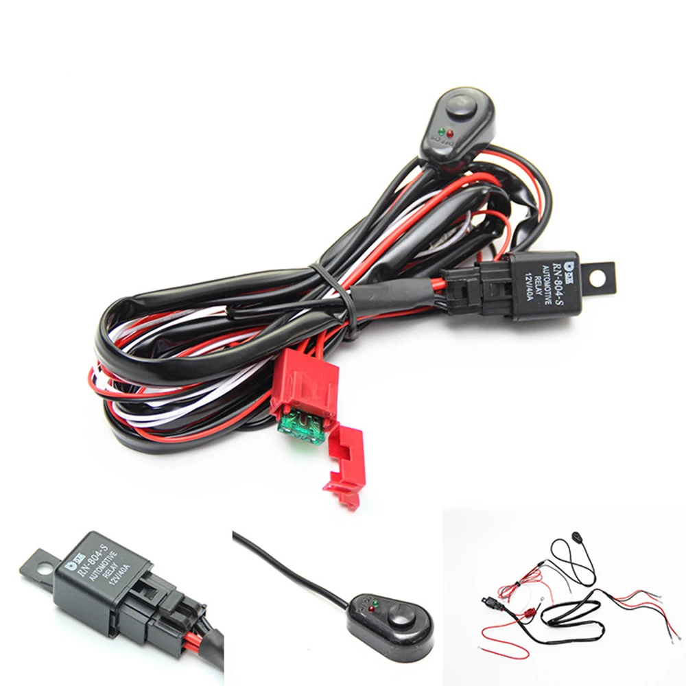 

Fog Light Lamp Wiring Harness Socket Wire Connector With 12V 4.5A Relay & ON/OFF Switch Kits Fit LED Work Lamp