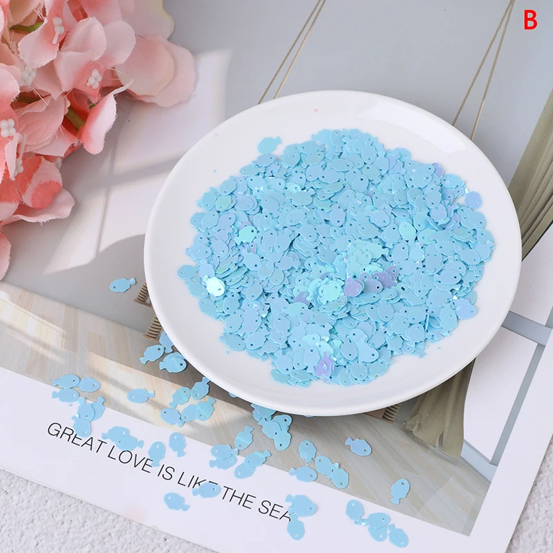 10 г/пакет красочные рыбки блестки DIY Slime материал блестки Lentejuelas фитинги для рукоделия ремесло бижутерия 6*8 мм