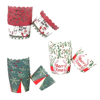 

50pcs Cupcake Paper Cups Cake Forms Cupcake for Party Decoration Merry Christmas New Year Party Cake Decoration