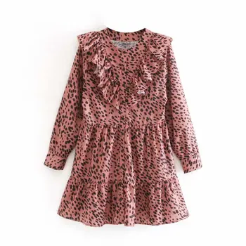 

2019 Winter Women's new European style zaraing wholesale long-sleeved animal print dress pattern