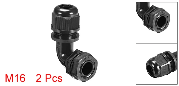 M16 for 4-7mm Uxcell 2 шт. M16 M20 M25 M32 кабельный ввод 90 градусов Водонепроницаемый шарнир для 4-7 мм 6-10 мм 6-11 мм 9-14mm13-18mm Dia кабель черный - Цвет: M16 for 4-7mm