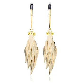 1 Pair Feather Metal Bells Nipple Clamps SM Nipple Ring Flirting Teasing Sex toys Bondage Kit Slave Bdsm Girl Exotic Accessories 4