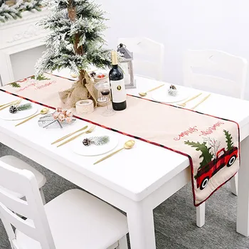 

2020 Home Christmas Decorations Santa Claus Car Tree Pattern Table Runner Dress Up Tablecloth Party Atmosphere Layout Placemat