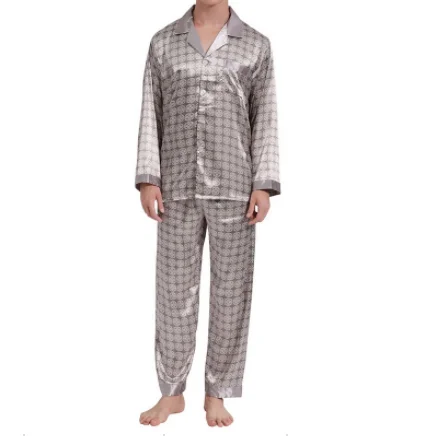 Mens Stain Silk Pajama Sets Pajamas Men Sleepwear Modern Style Printed Silk Nightgown Home Male Satin Soft Cozy Sleeping Pajamas mens cotton pajama bottoms Men's Sleep & Lounge